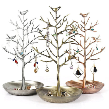 Jewelry Display Stands Metal Bird Tree Earrings Necklace Bracelet Holder 15x33cm