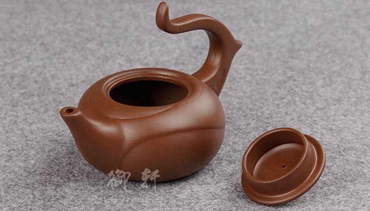 12CM Wonderful Yixing Purple Clay Manual Sculpture Small Celestial Teapot