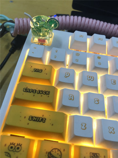 ESC 1U Lemon Tea Green Resin Keycap Single DIY Handmade for MX Keycap