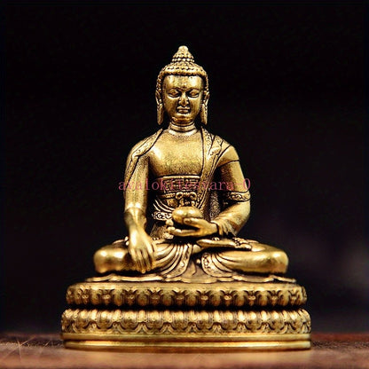 4.8cm Retro Brass Handcarved Sitting Sakyamuni Buddha Statue Ornament Collection