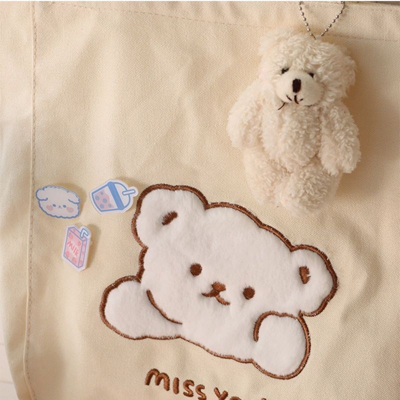 Cartoon Shoulder Bag Canvas Large Shopper Bag Fashion Casual Book Pouch 30*13*34