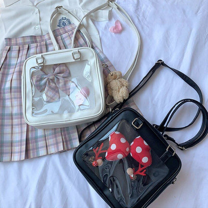 Square Bag Heart Backpack Clear Handbags Transparent Luxury Style Bag Polyester