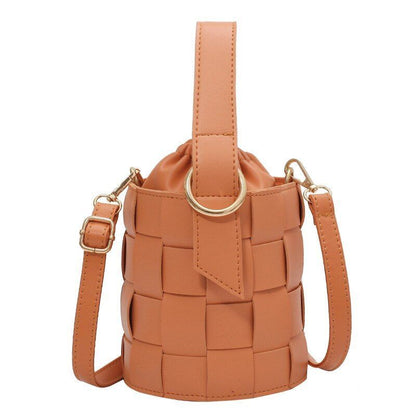 Drawstring Bucket Bag Pouch Shoulder Bag Synthetic Leather Crossbody 13*15*13 CM