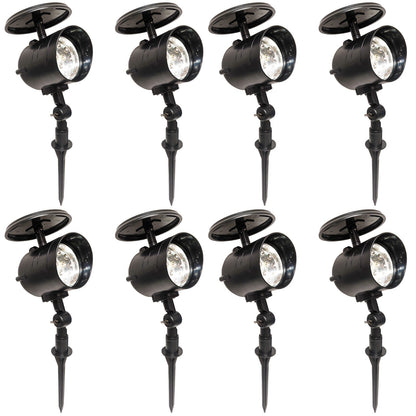 8 Pack of Solar Powered LED Spotlights - Automatic On at Night, Off at Sunrise