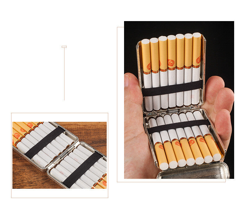 Retro Hand Carved Metal 3-Open Gold Cigarette Box Which Can Hold 14 Cigarettes