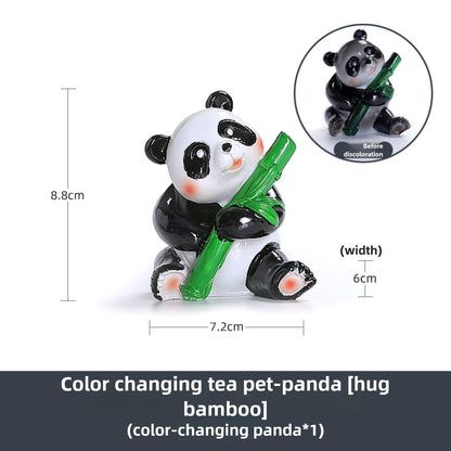 Color Changing Panda Resin Tea Pet 8.8cm 3.4in Tea Play Kung Fu Tea Tray Decor