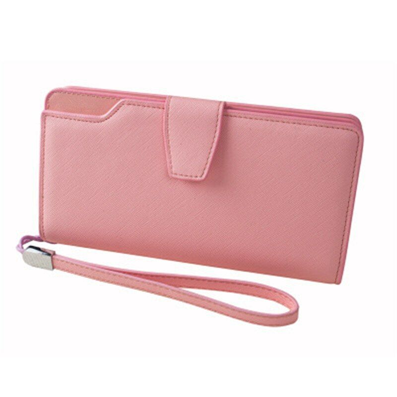 Women's Wallet Female Clutch Purse Cash Clip Handbag Leather Long Zipper Clamps