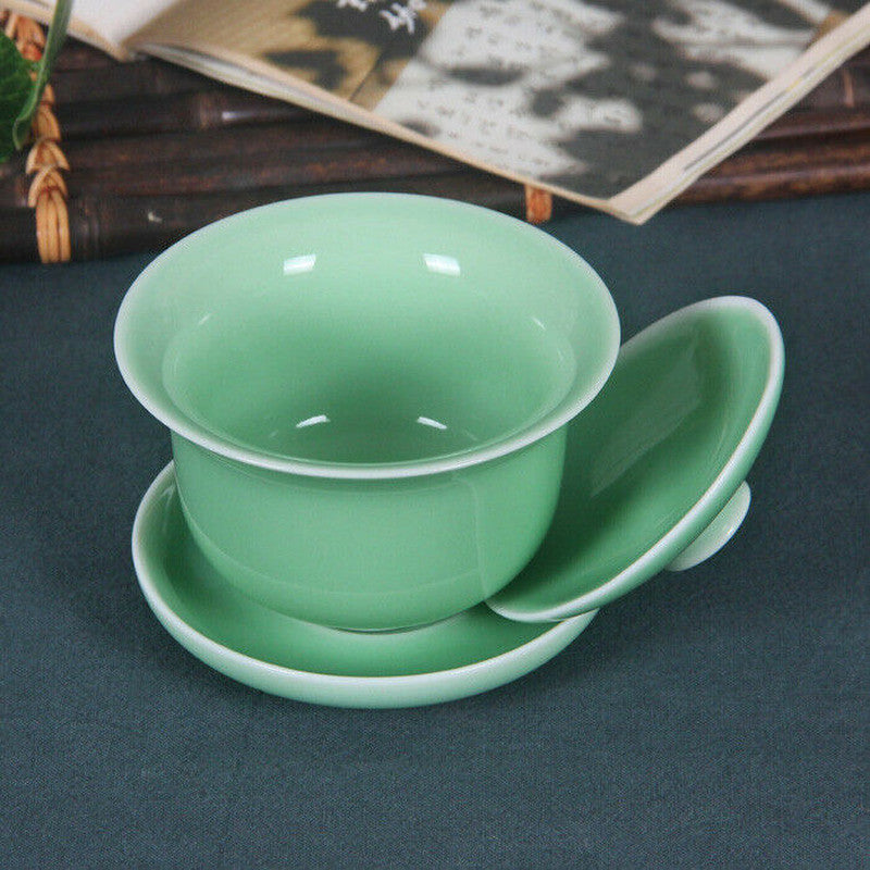 200ml Chinese Ceramic Gaiwan Kiln Crackle Glaze Tureen Kung Fu Tea Set Tea Cup