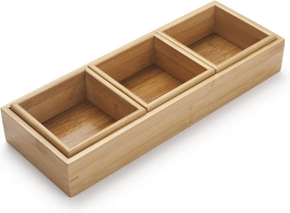Bamboo Drawer Organizer Desk Storage Box Storage Bins Office Desk Drawer 4 Boxes