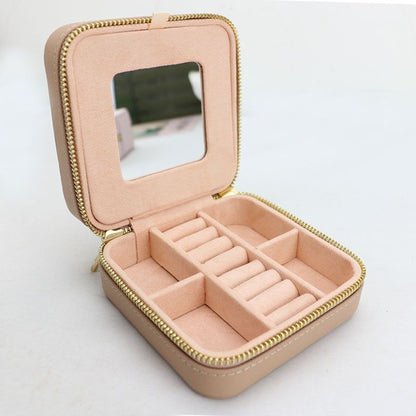Customized Genuine Leather Earrings Ring Case Jewelry Storage Box 11.5*11.5*6 CM