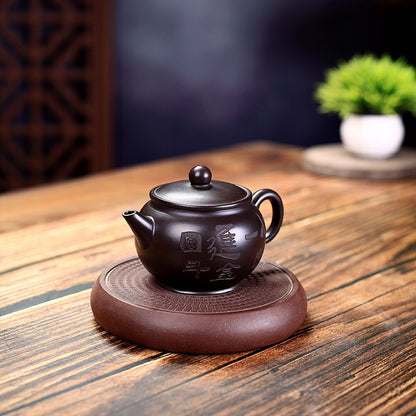 True Yixing Zisha Tea Pot Original Ore Black Clay Handmade Toad Design Pot 150ml