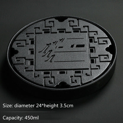 Black Ceramic Tea tray Kungfu Gongfu Tea Tray Serving Table Plate water storage