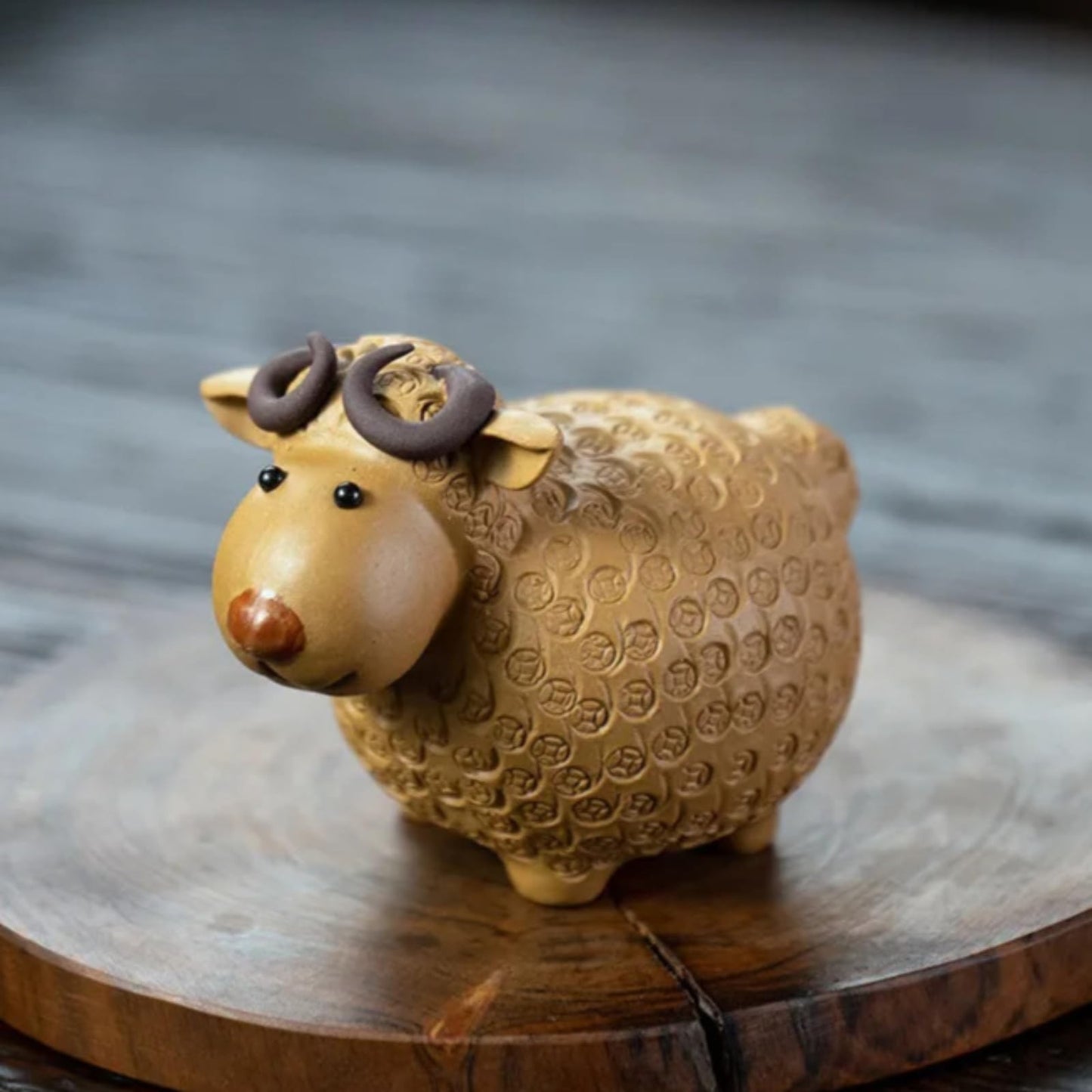 Purple Clay Sheep Tea Pet Exquisite Mini Statue 7.5cm Tea Tray Decor Tea Play