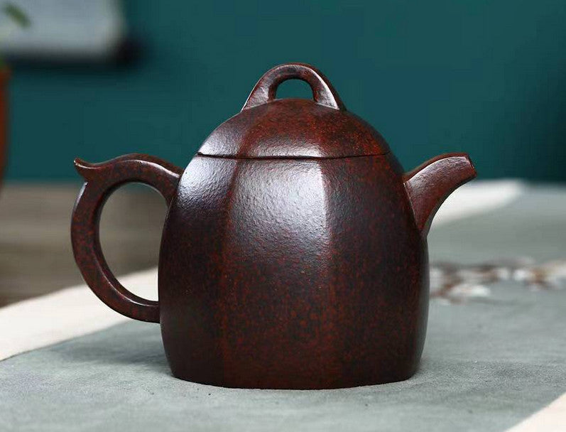 4.7" Chinese Yixing Zisha Pottery Old Purple Clay 260CC Dragon Six Sides Teapot