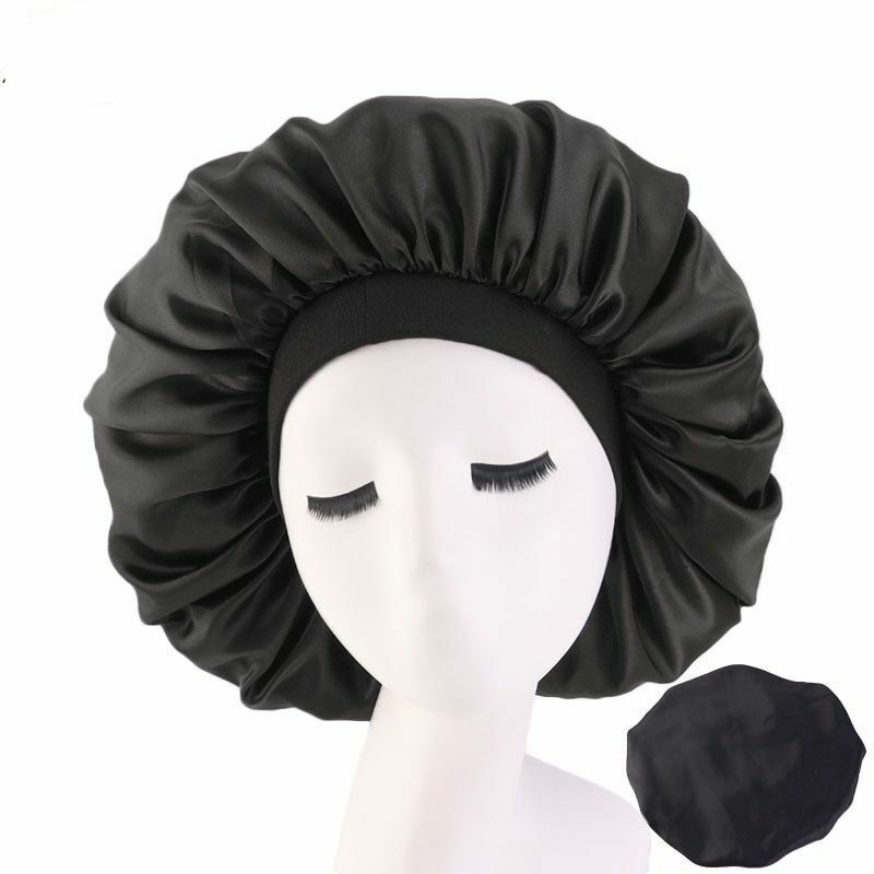 Sleep Night Cap Big Size Beauty Satin Silky Bonnet Head Cover Hat Curly Springy
