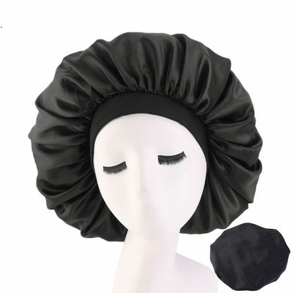 Sleep Night Cap Big Size Beauty Satin Silky Bonnet Head Cover Hat Curly Springy