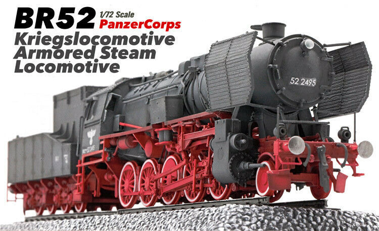 1:72 PanzerCorps BR52 Kriegslocomotive Amored Steam Locomotive Plastic Model