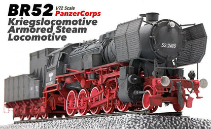 1:72 PanzerCorps BR52 Kriegslocomotive Amored Steam Locomotive Plastic Model