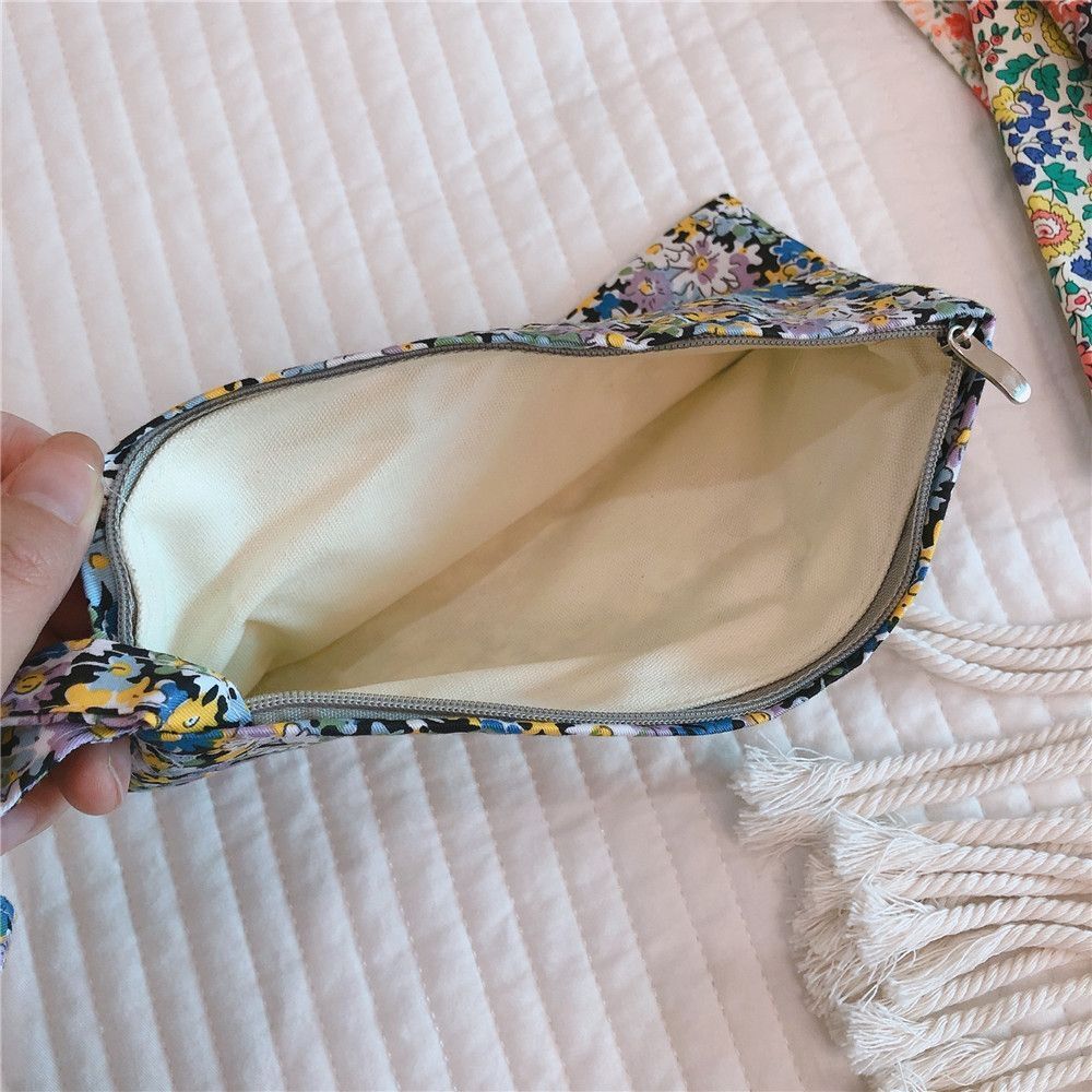 Floral Coin Purse Cotton Pouch Cosmetic Bag Fabric Make Up Organizer Storage Bag