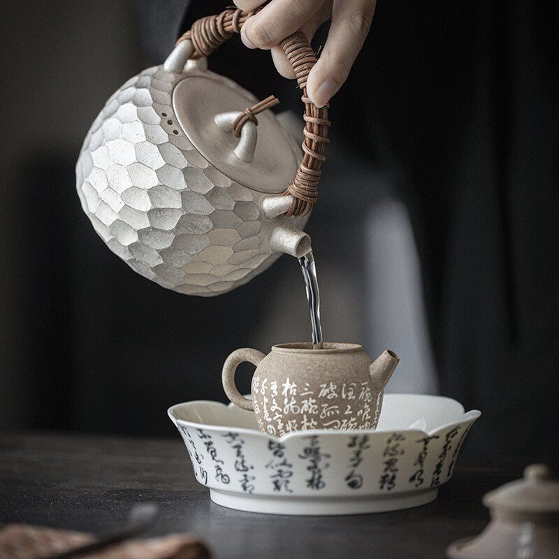 Pure Silver Tea Pot 380ml Pot With Handle Handmade Ball Shaped Infuser Holes New