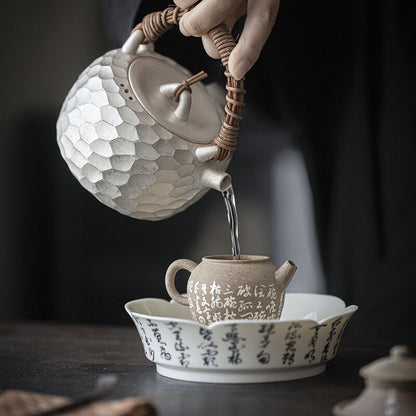 Pure Silver Tea Pot 380ml Pot With Handle Handmade Ball Shaped Infuser Holes New