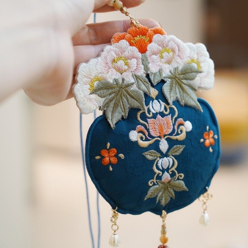 Original Hanfu Pendant Embroidered Sachet Tassel Ornament for Horse Face Skirt