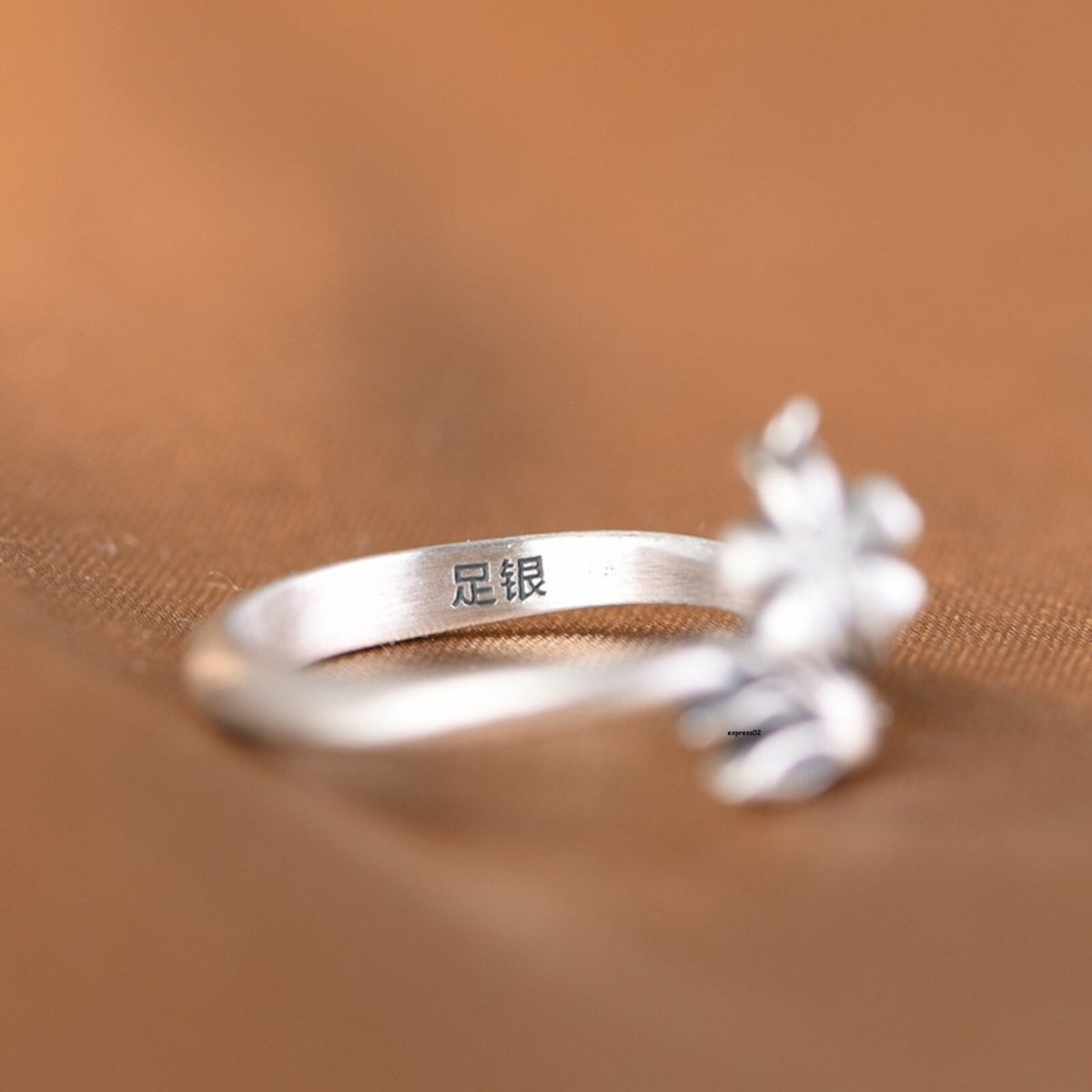 New 925 Sterling Silver Solid Band Women Flower Fox Open Ring Gift