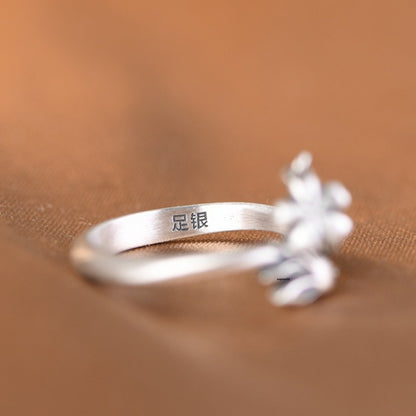 New 925 Sterling Silver Solid Band Women Flower Fox Open Ring Gift