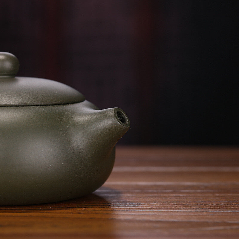 200ml Yixing Zisha Pottery Handmade Green Clay Tea Pot Orchids Mesh Teapot 扁西施