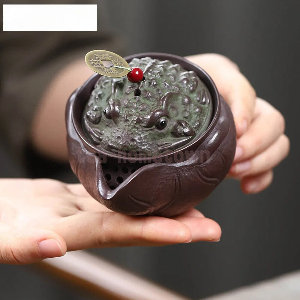 Handmade Yixing Purple Clay Pot Golden Toad Hand Grab Teapot Zisha Tea Kettle