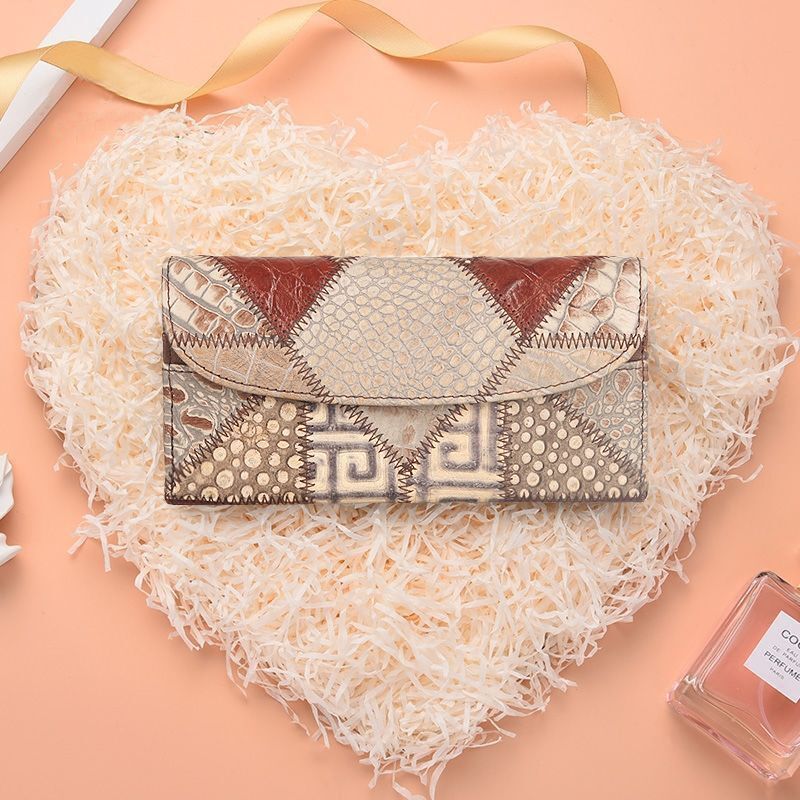 Genuine Leather Wallet Coins Purse Slim Clutch Bags Long Wallet Patchwork 1 PC