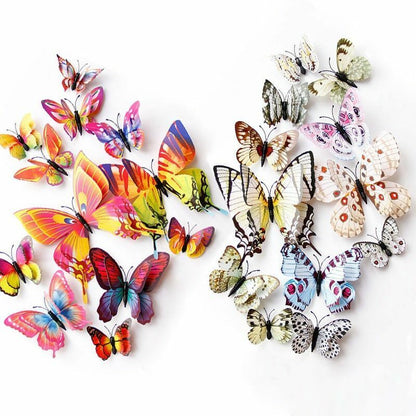 Wall Sticker 3D Double Layer Butterfly Home Decoration Decal Party Fridge Magnet