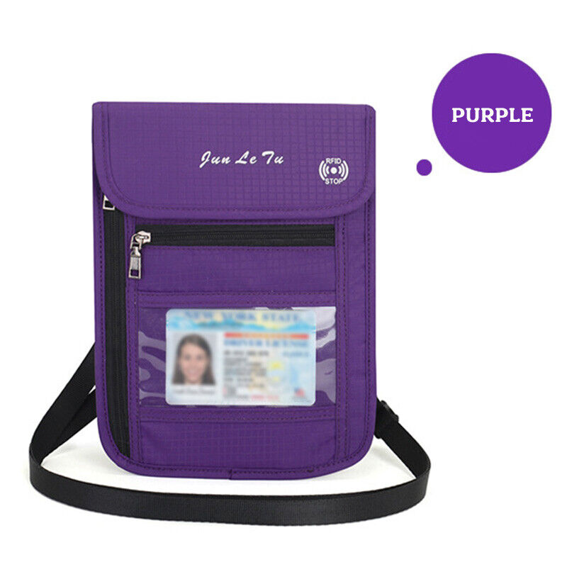 RFID Blocking Passport Holder Travel Wallet Bag Anti-theft Security Neck Pouch