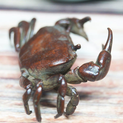 China Tea Pet Chinese Old Pure Copper Handwork Antique Crab Ornament Statue