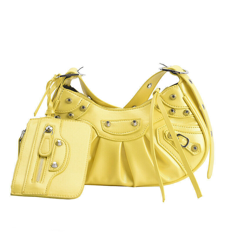 Woman Bag Rivet Half Moon Bags Shoulder Bag Punk Style Woman Satchels Handbag