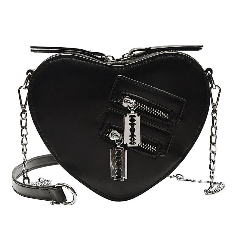 Gothic Heart Shape Crossbody Chain Bag Shoulder Purse Handbag Wallet Polyester