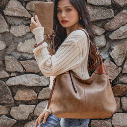 Celela Women Concealed Carry Studs Hobo Shoulder Handbag Tote Bag W/ Purse Set