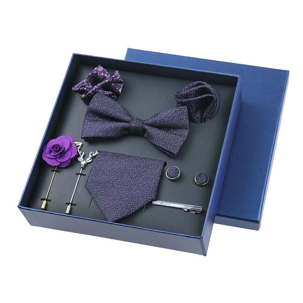 Men Ties 9Pcs Necktie Set Formal Luxury Wedding Cravat Pocket Square Silk Bowtie