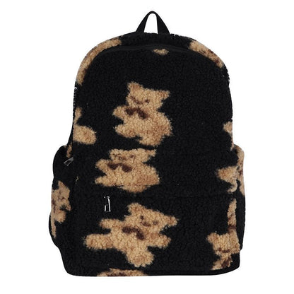 Backpack School Bags Print Travelling Backpack Polyester Zipper 20 L Black/White
