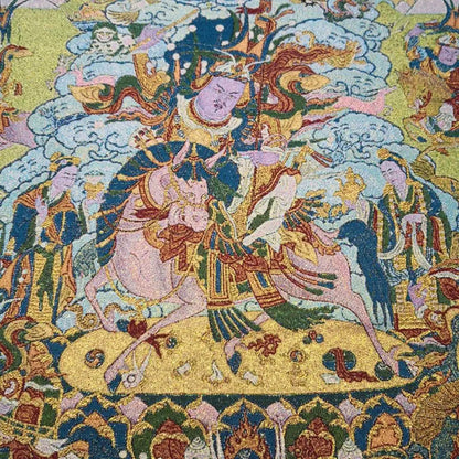 Buddhism Embroidery brocade Nepal King Gesar statue Tibetan hero Buddha Thangka
