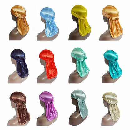 Satin Stretchy Cap Hip Hop Wigs Turban Bandana Headwear Solid Hair Accessories