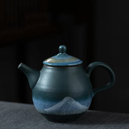 Ceramic Teapot Handpainted Mountain Chinese Kung Fu Tea Pot Drinkware 210ml