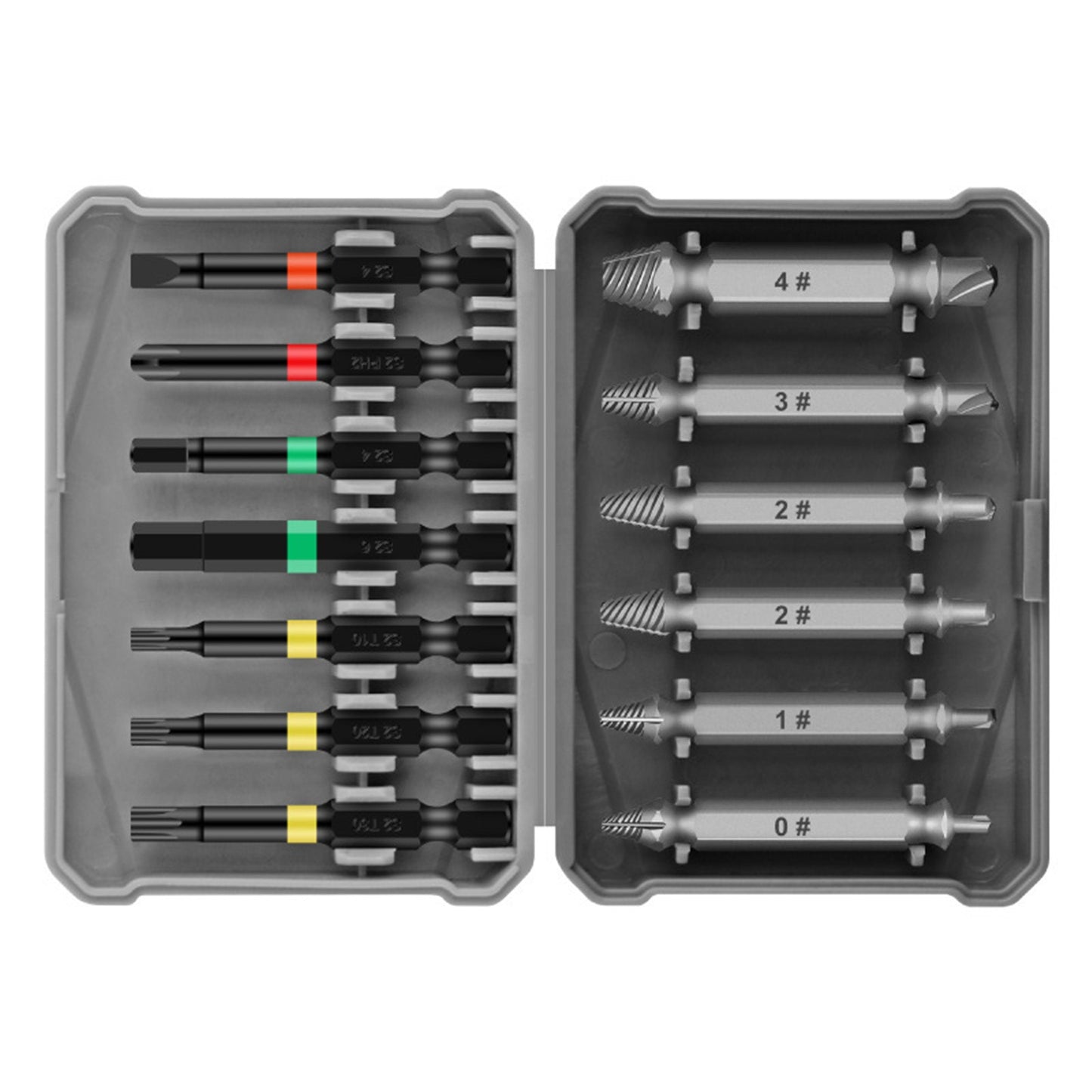 13PCS Fast Damaged Screw Extractor Kit Broken Bolt Remover Tool with Drill Bits