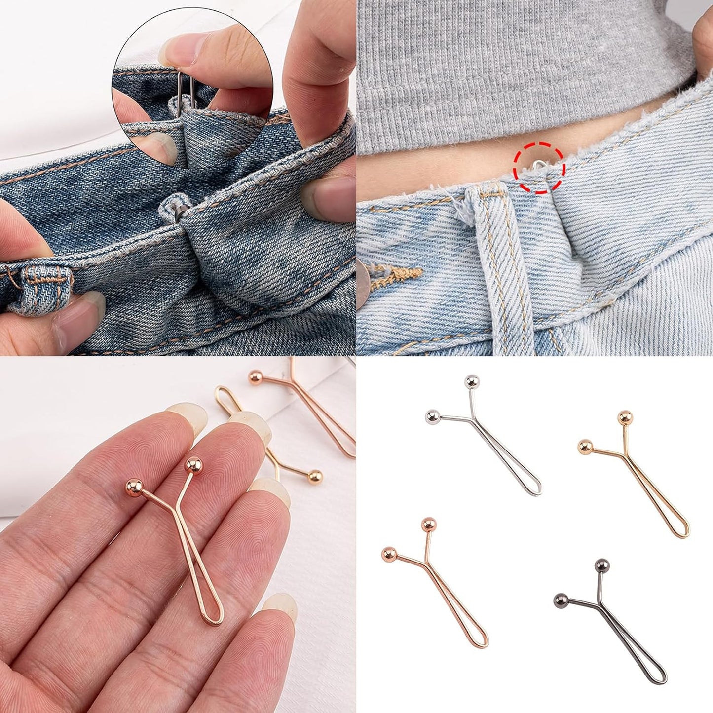 8x Jeans Skirts Detachable Buckle Adjustable Sleeve Clip Pants Waist Tightening