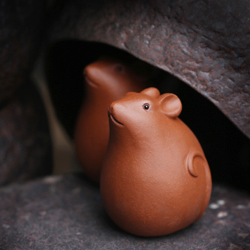 Mouse Statue Zisha Tea Pet Clay Chinese Tea Play Mud Rat Animal Antique Ornament