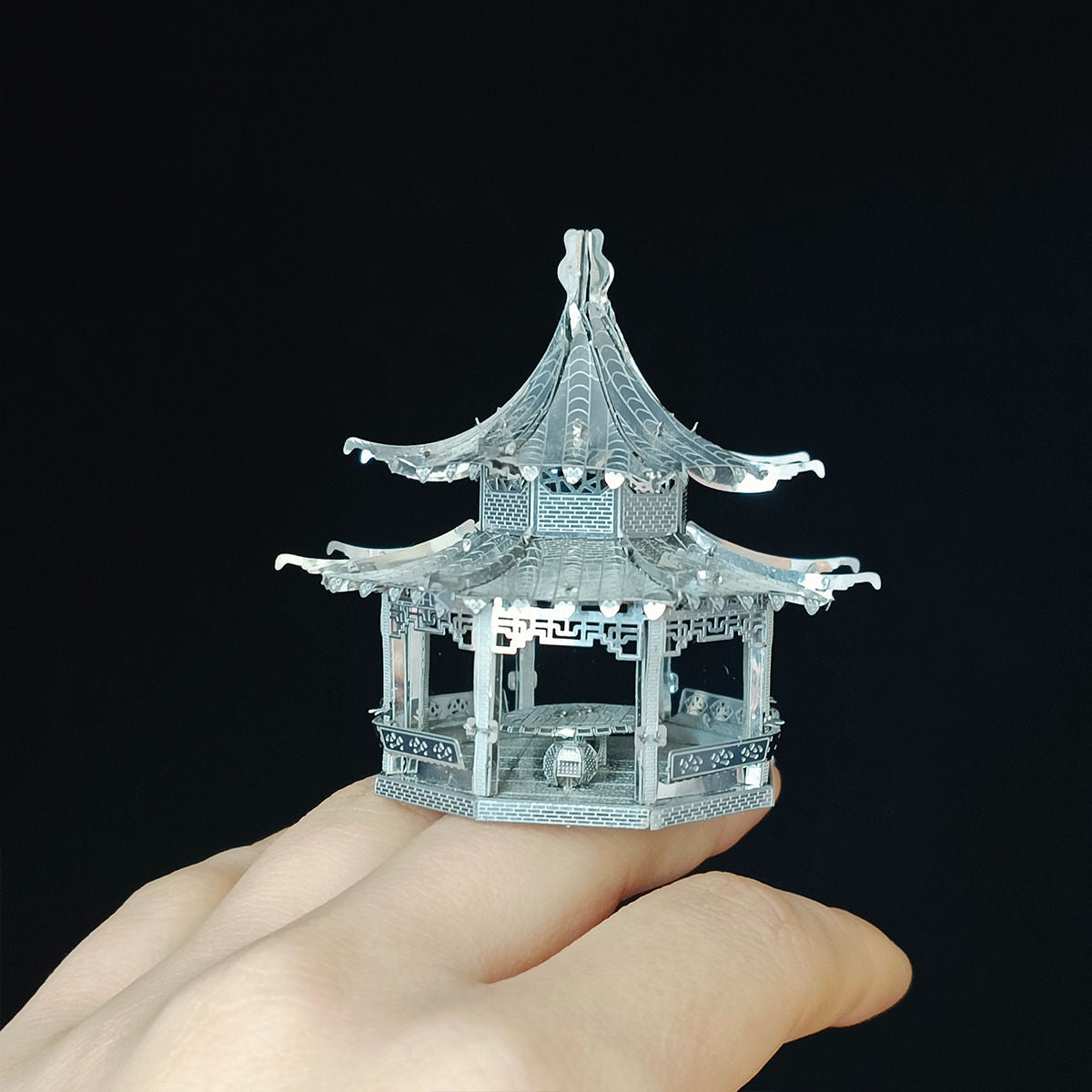 3D Metal Puzzle Chinese Pavilion DIY Assembled Model Adult Toy Small Ornament