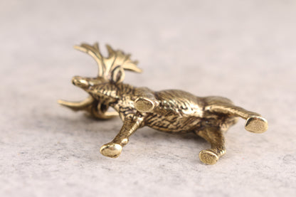 Netsuke Mini Chinese Brass Handwork deer figure Statue tea pet fengshui