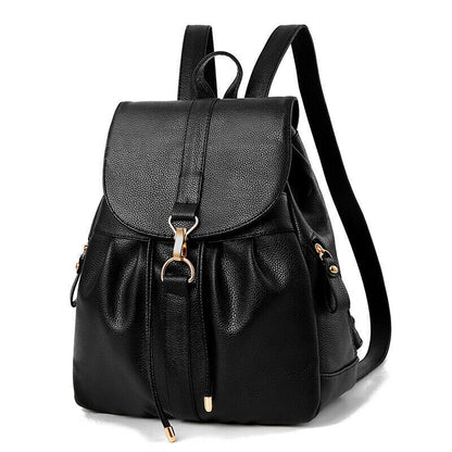 New Women's Ladies Casual Backpack Drawstring School Shoulder PU Leather Bag