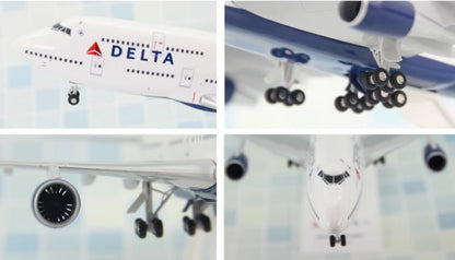 1:200 35CM RISESOON DELTA BOEING 747-400 Passenger Airplane ABS Plastic Model