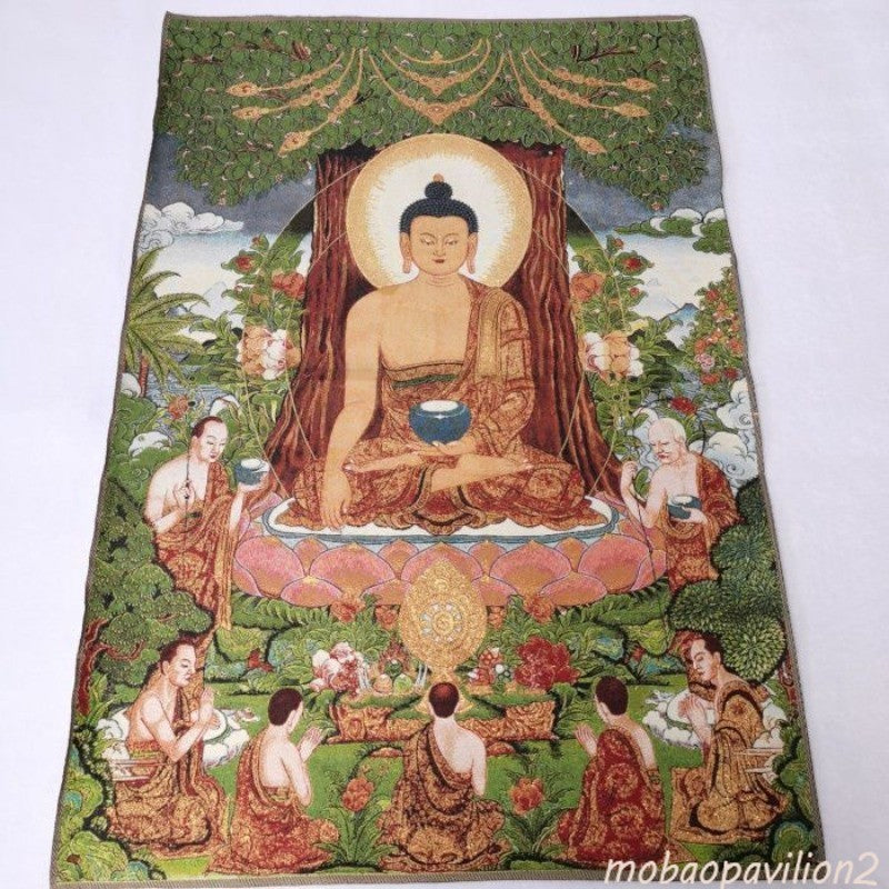 90cm New Handmade Embroidery Shakya Muni Statue Thangka Painting Ornament